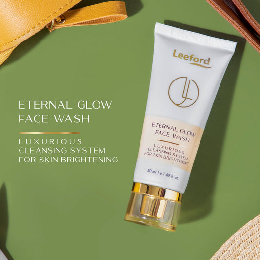 AHA-Enriched Face Wash, Peptide-Rich Gel & Illuminating Cream: Leeford Eternal Glow Combo Pack: - Leeford Glam