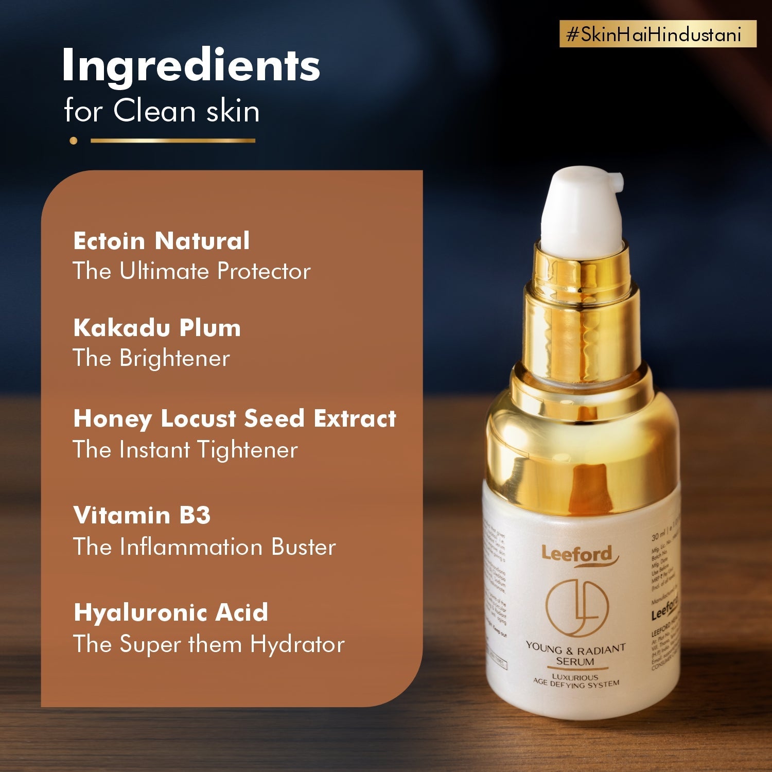 Hyaluronic Acid & Antioxidants Face Serum For Ultimate Glow : Young & Radiant Serum - Leeford Glam