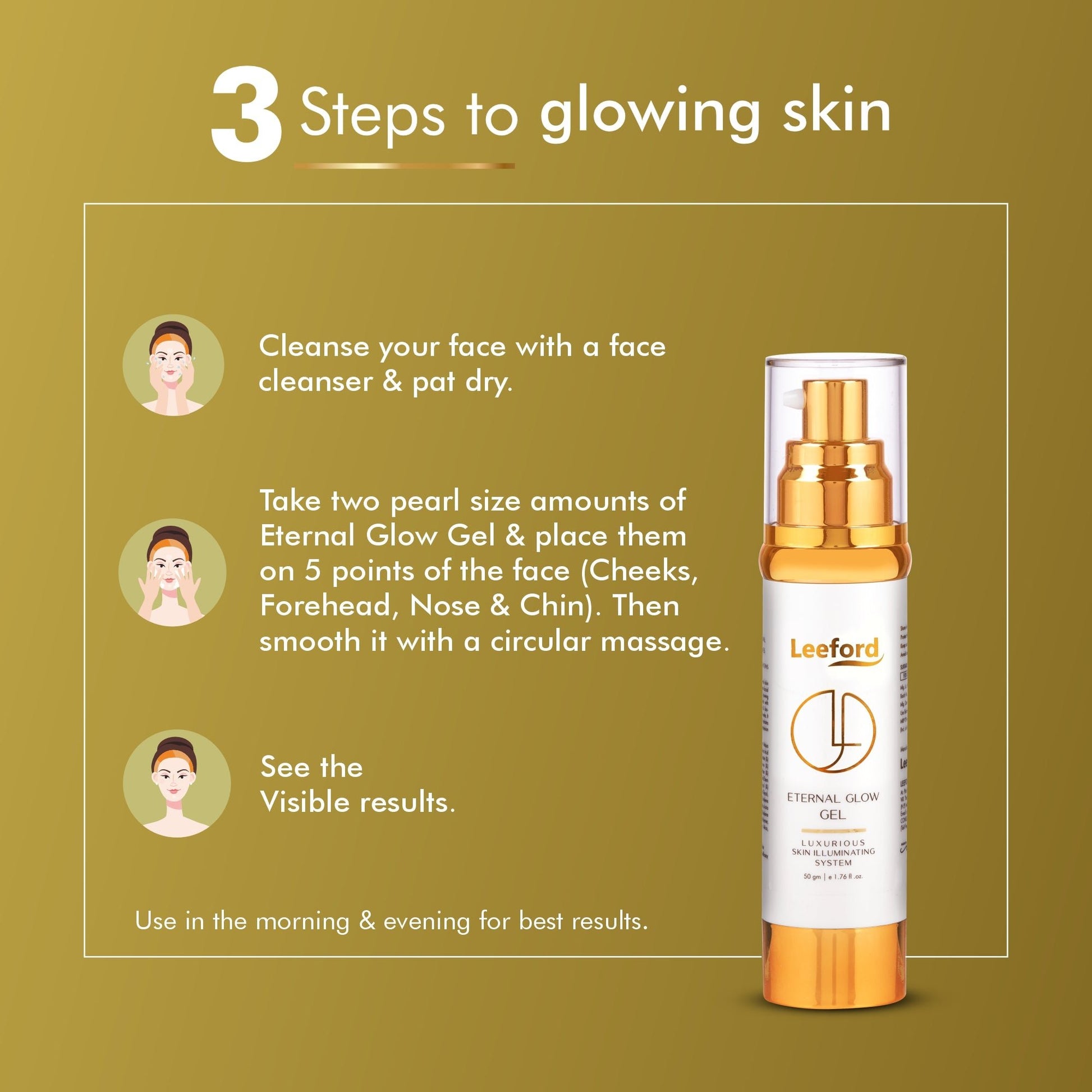 Vitamin C, Glutathione, and Biomimetic Peptides Eternal Glow Gel for Radiant Skin | Leeford - Leeford Glam