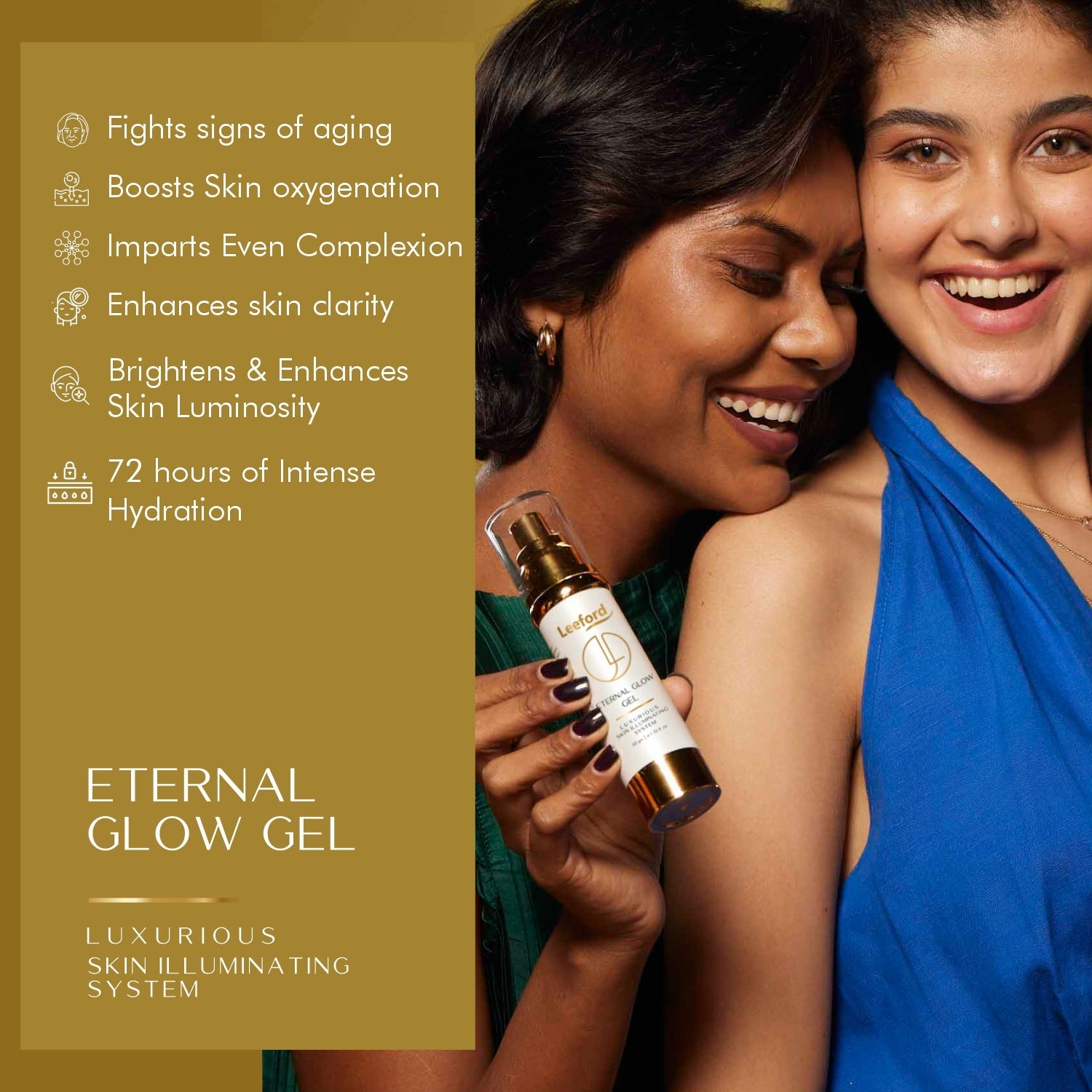 Vitamin C, Glutathione, and Biomimetic Peptides Eternal Glow Gel for Radiant Skin | Leeford - Leeford Glam