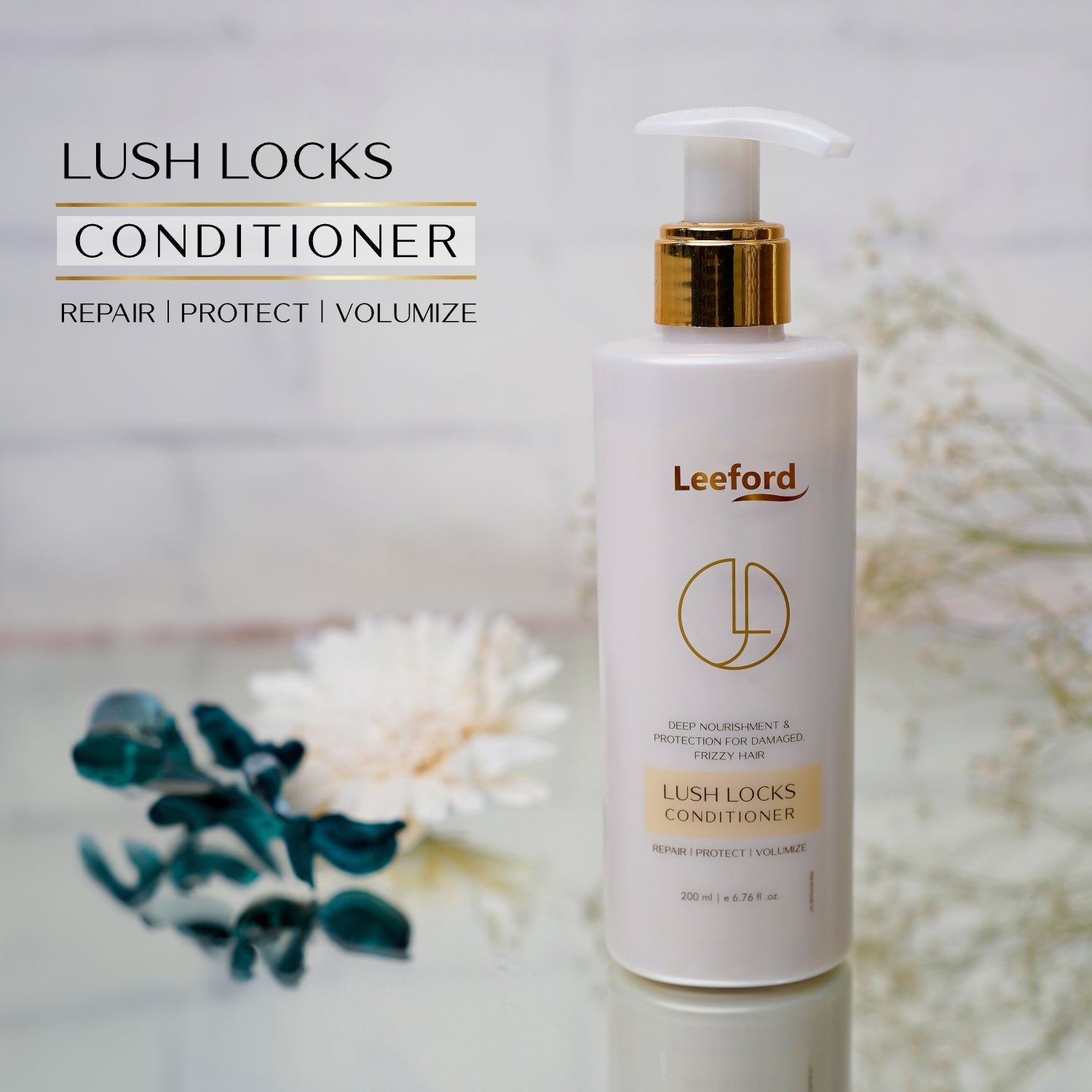 Yuzu Ceramide & Herbal Lush Lock Extract Conditioner: Strength & Vitality for Smooth, Silky Hair. - Leeford Glam